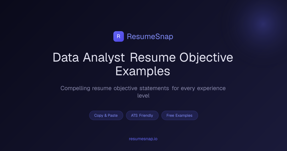 5 Data Analyst Resume Objective Examples That Get Interviews (2026 ...
