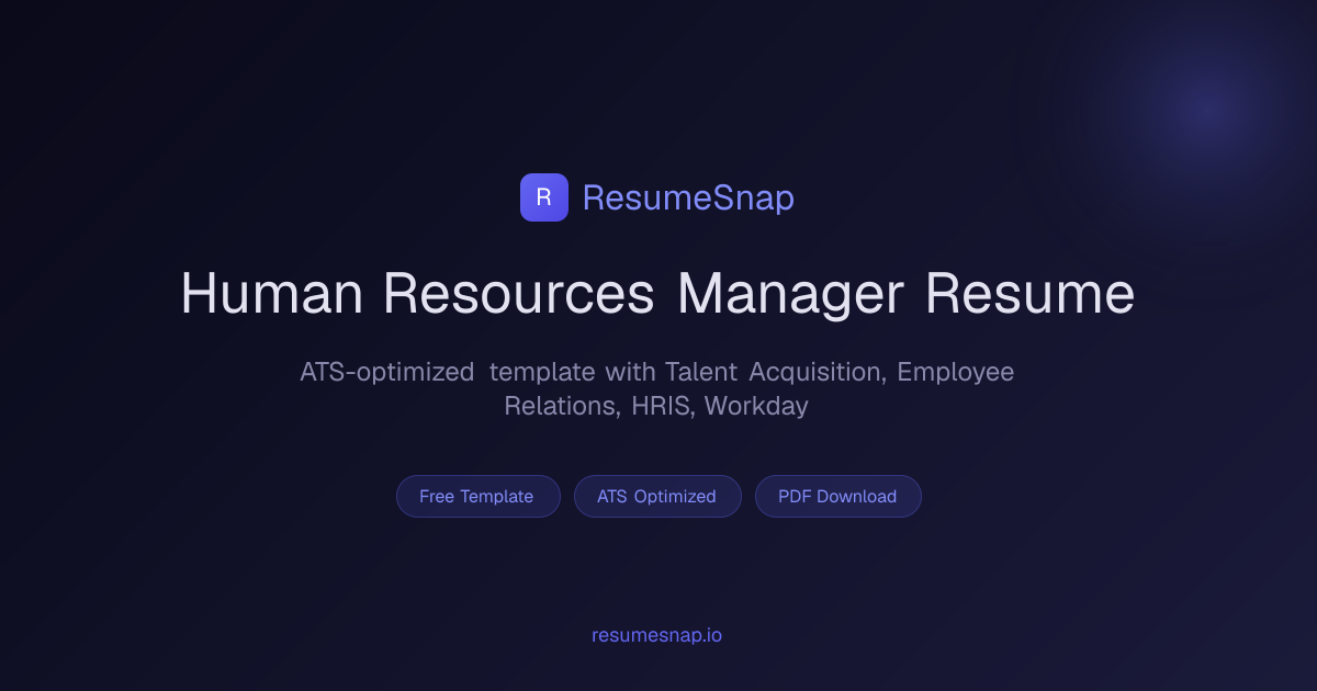 Human Resources Manager Resume Example — Free Template (2026) | ResumeSnap