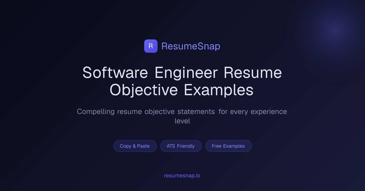 5 Software Engineer Resume Objective Examples That Get Interviews (2026 ...