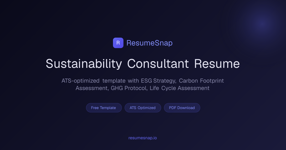 Sustainability Consultant Resume Example — Free Template (2026 ...